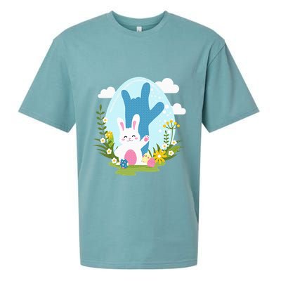 Asl Easter Bunny Reflection I Love You Hand Sign Language Sueded Cloud Jersey T-Shirt