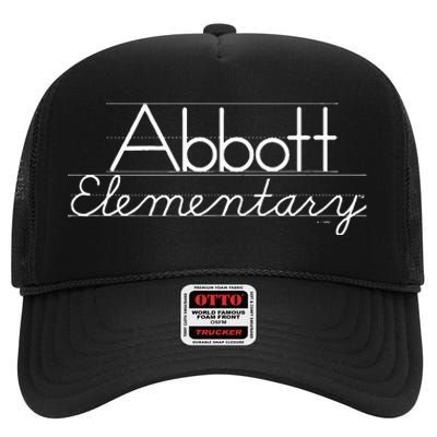 Abbott Elementary Blackboard Chalk Logo High Crown Mesh Back Trucker Hat