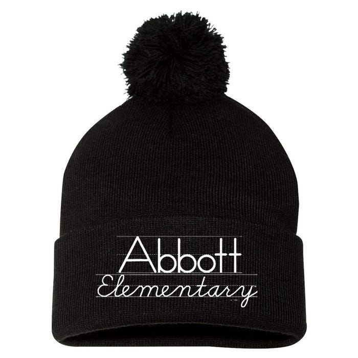 Abbott Elementary Blackboard Chalk Logo Pom Pom 12in Knit Beanie