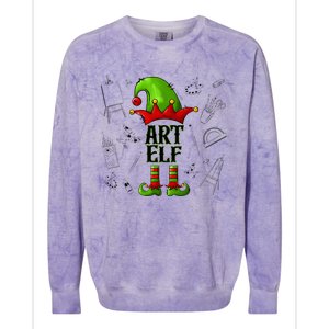 Art Elf Christmas Pajama Merry Christmas Art Teacher Colorblast Crewneck Sweatshirt