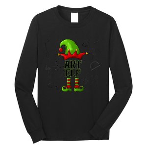 Art Elf Christmas Pajama Merry Christmas Art Teacher Long Sleeve Shirt