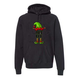 Art Elf Christmas Pajama Merry Christmas Art Teacher Premium Hoodie