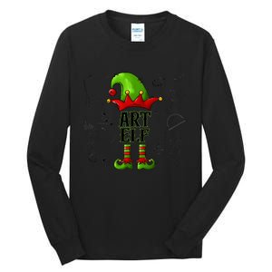 Art Elf Christmas Pajama Merry Christmas Art Teacher Tall Long Sleeve T-Shirt