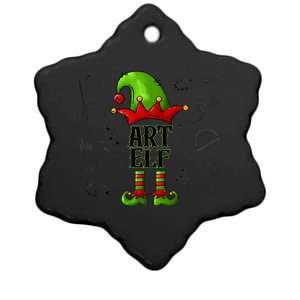 Art Elf Christmas Pajama Merry Christmas Art Teacher Ceramic Star Ornament