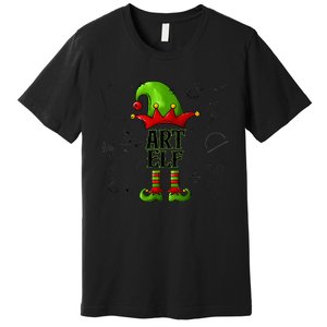 Art Elf Christmas Pajama Merry Christmas Art Teacher Premium T-Shirt