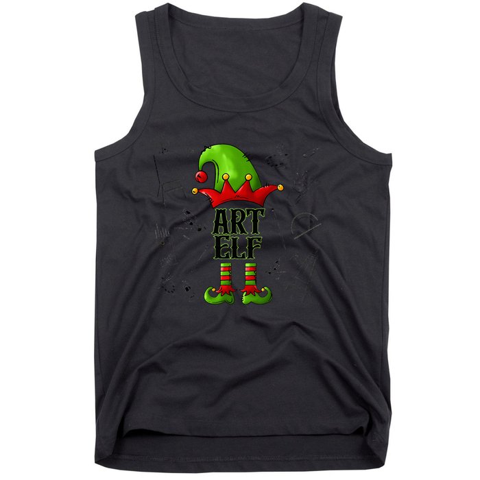 Art Elf Christmas Pajama Merry Christmas Art Teacher Tank Top