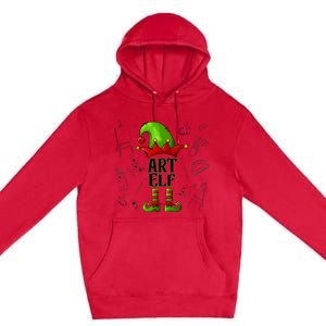 Art Elf Christmas Pajama Merry Christmas Art Teacher Premium Pullover Hoodie