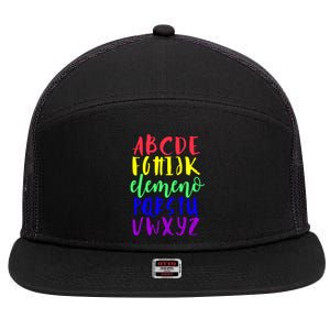 Abcs Eleo Colourful Cute Alphabet Student Teacher Gift 7 Panel Mesh Trucker Snapback Hat