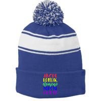 Abcs Eleo Colourful Cute Alphabet Student Teacher Gift Stripe Pom Pom Beanie