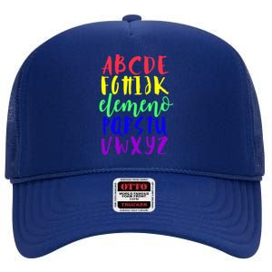 Abcs Eleo Colourful Cute Alphabet Student Teacher Gift High Crown Mesh Back Trucker Hat