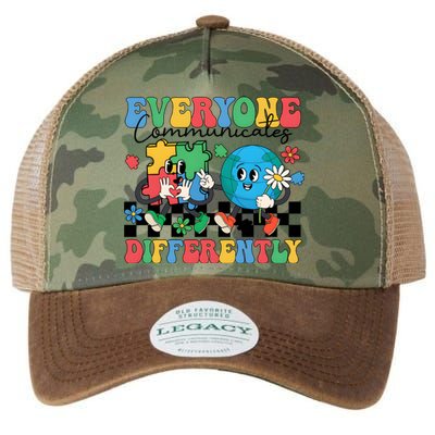 Autism Everyone Communicates Differently Legacy Tie Dye Trucker Hat