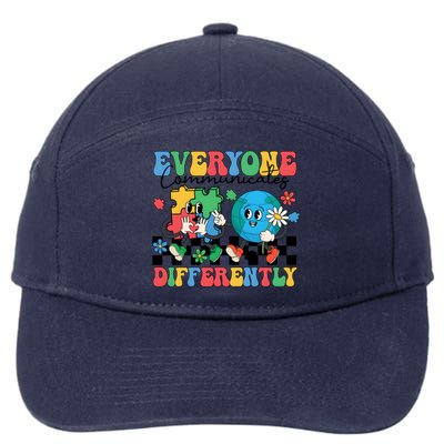 Autism Everyone Communicates Differently 7-Panel Snapback Hat