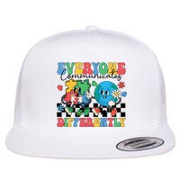 Autism Everyone Communicates Differently Flat Bill Trucker Hat