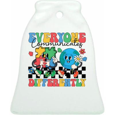 Autism Everyone Communicates Differently Ceramic Bell Ornament