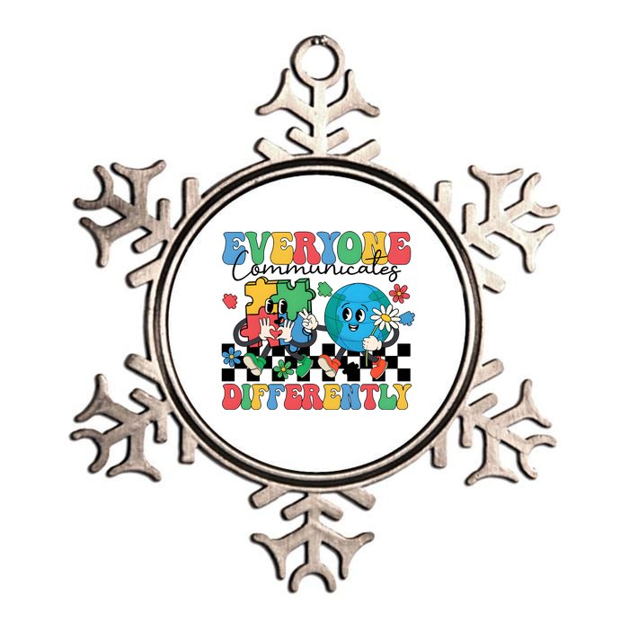 Autism Everyone Communicates Differently Metallic Star Ornament