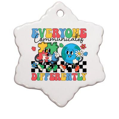 Autism Everyone Communicates Differently Ceramic Star Ornament