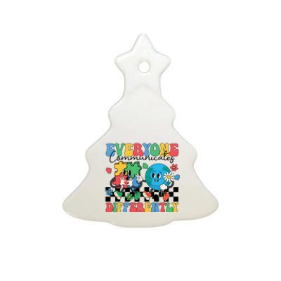 Autism Everyone Communicates Differently Ceramic Tree Ornament