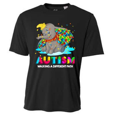 Autism Elephant Dumbo Walking A Different Path Autism Cooling Performance Crew T-Shirt