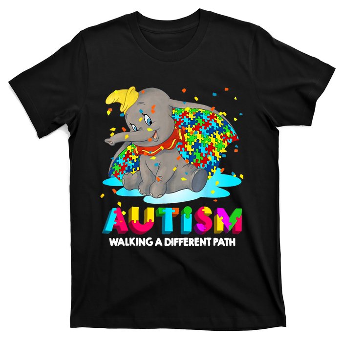 Autism Elephant Dumbo Walking A Different Path Autism T-Shirt