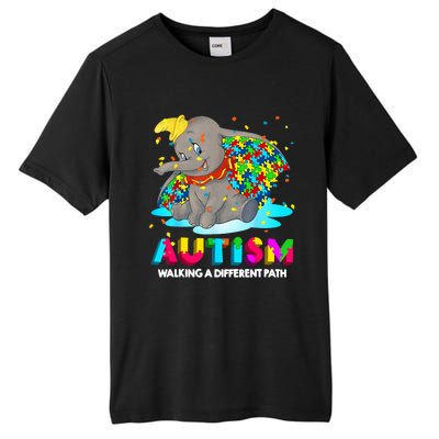 Autism Elephant Dumbo Walking A Different Path Autism Tall Fusion ChromaSoft Performance T-Shirt