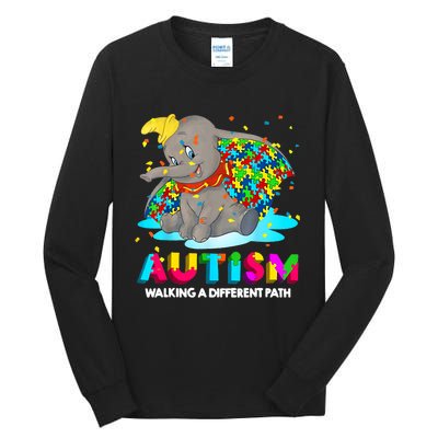 Autism Elephant Dumbo Walking A Different Path Autism Tall Long Sleeve T-Shirt