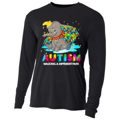 Autism Elephant Dumbo Walking A Different Path Autism Cooling Performance Long Sleeve Crew