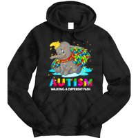 Autism Elephant Dumbo Walking A Different Path Autism Tie Dye Hoodie