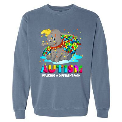 Autism Elephant Dumbo Walking A Different Path Autism Garment-Dyed Sweatshirt