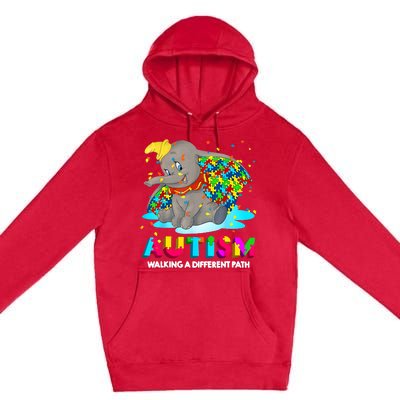 Autism Elephant Dumbo Walking A Different Path Autism Premium Pullover Hoodie