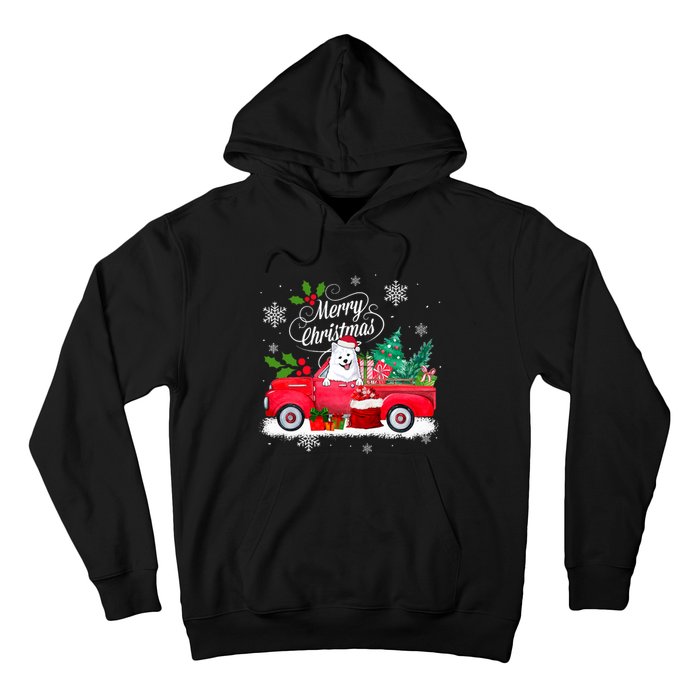 American Eskimo Dog Merry Christmas Reindeer Truck Xmas Tree Hoodie