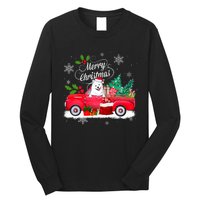 American Eskimo Dog Merry Christmas Reindeer Truck Xmas Tree Long Sleeve Shirt