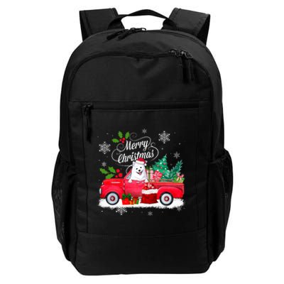 American Eskimo Dog Merry Christmas Reindeer Truck Xmas Tree Daily Commute Backpack