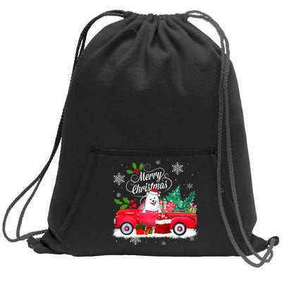 American Eskimo Dog Merry Christmas Reindeer Truck Xmas Tree Sweatshirt Cinch Pack Bag