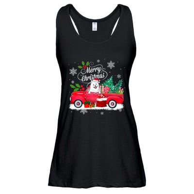American Eskimo Dog Merry Christmas Reindeer Truck Xmas Tree Ladies Essential Flowy Tank