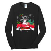 American Eskimo Dog Merry Christmas Reindeer Truck Xmas Tree Tall Long Sleeve T-Shirt