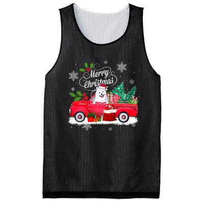 American Eskimo Dog Merry Christmas Reindeer Truck Xmas Tree Mesh Reversible Basketball Jersey Tank