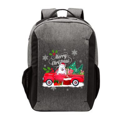 American Eskimo Dog Merry Christmas Reindeer Truck Xmas Tree Vector Backpack