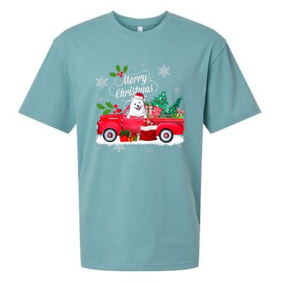 American Eskimo Dog Merry Christmas Reindeer Truck Xmas Tree Sueded Cloud Jersey T-Shirt