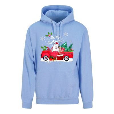 American Eskimo Dog Merry Christmas Reindeer Truck Xmas Tree Unisex Surf Hoodie