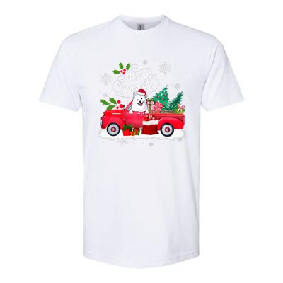 American Eskimo Dog Merry Christmas Reindeer Truck Xmas Tree Softstyle CVC T-Shirt