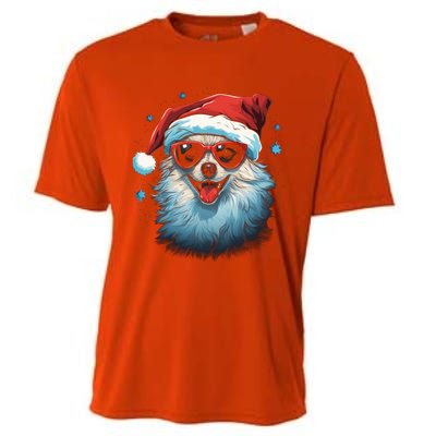 American Eskimo Dog Christmas Xmas Holiday Dog Mom Dad Gift Cooling Performance Crew T-Shirt