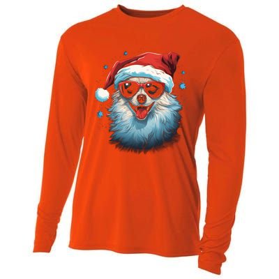 American Eskimo Dog Christmas Xmas Holiday Dog Mom Dad Gift Cooling Performance Long Sleeve Crew