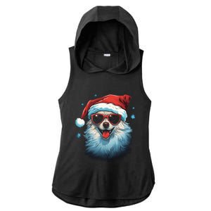 American Eskimo Dog Christmas Xmas Holiday Dog Mom Dad Gift Ladies PosiCharge Tri-Blend Wicking Draft Hoodie Tank