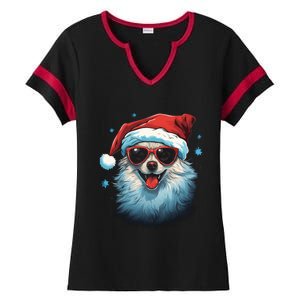 American Eskimo Dog Christmas Xmas Holiday Dog Mom Dad Gift Ladies Halftime Notch Neck Tee