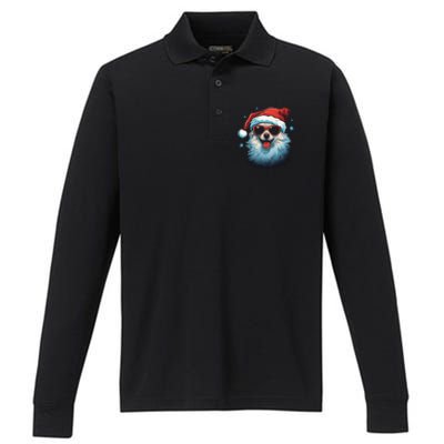 American Eskimo Dog Christmas Xmas Holiday Dog Mom Dad Gift Performance Long Sleeve Polo