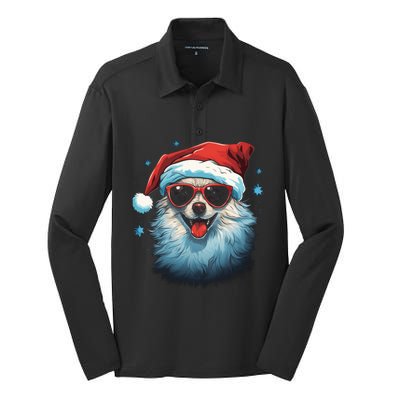 American Eskimo Dog Christmas Xmas Holiday Dog Mom Dad Gift Silk Touch Performance Long Sleeve Polo