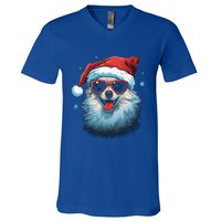 American Eskimo Dog Christmas Xmas Holiday Dog Mom Dad Gift V-Neck T-Shirt