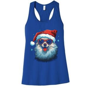 American Eskimo Dog Christmas Xmas Holiday Dog Mom Dad Gift Women's Racerback Tank