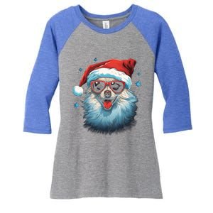 American Eskimo Dog Christmas Xmas Holiday Dog Mom Dad Gift Women's Tri-Blend 3/4-Sleeve Raglan Shirt