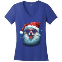 American Eskimo Dog Christmas Xmas Holiday Dog Mom Dad Gift Women's V-Neck T-Shirt